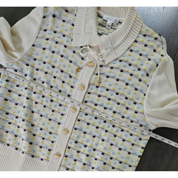 St John Sport Cardigan Sweater Wool Blend Collared Toggle Buttons XL Old Money - Picture 4 of 9